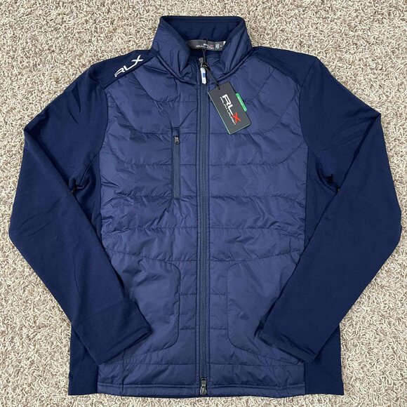 RLX Ralph Lauren Golf Men’s Cool Wool Paneled Stretch Terry Jacket Navy, Size M - Picture 1 of 14